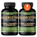 Gade Nutrition Quercetin avec Vitamine C et Zinc - Quercetin 500mg - Quercetin avec Bromelain - Zinc Quercetin - Suppléments Quercetin + Vitamine D3 (non-OGM, sans gluten, végétalien) - Approvisionnement de 4 mois