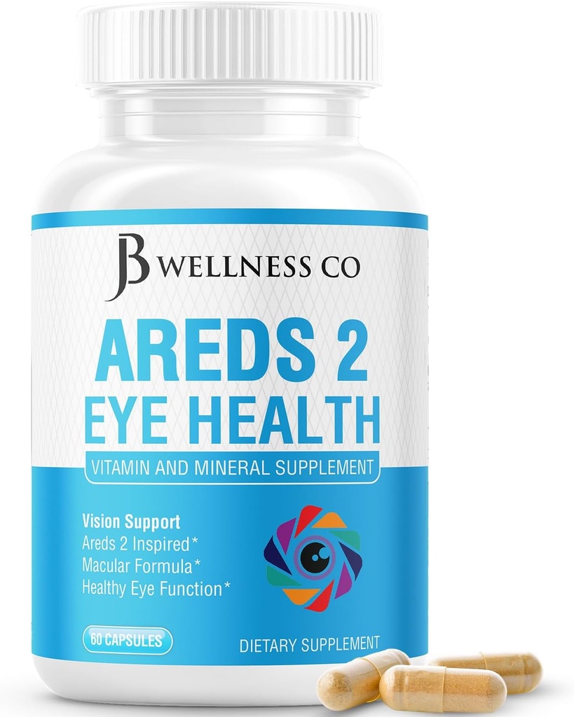 JB Wellness AREDS 2 Eye Vitamin & Mineral Supplement, Enthält Lutein, Vitamin C, Zeaxanthin, Zink & Vitamin Enhance Vision Supplement - 60 Count