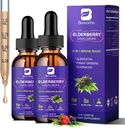 2 Pack Elderberry Syrup, Black Elderberry Tropfen mit Quercetin, Panax Ginseng, Vitamin C und Zink, Sambucus Elderberry Syrup Flüssigkeit für Immununterstützung, Vegan, Non-GMO & Gluten kostenlos