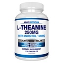 Arazo Nutrition L-Theanine 250mg (Extra Strength) avec Inositol 100mg, 120 Capsules Végétarienne
