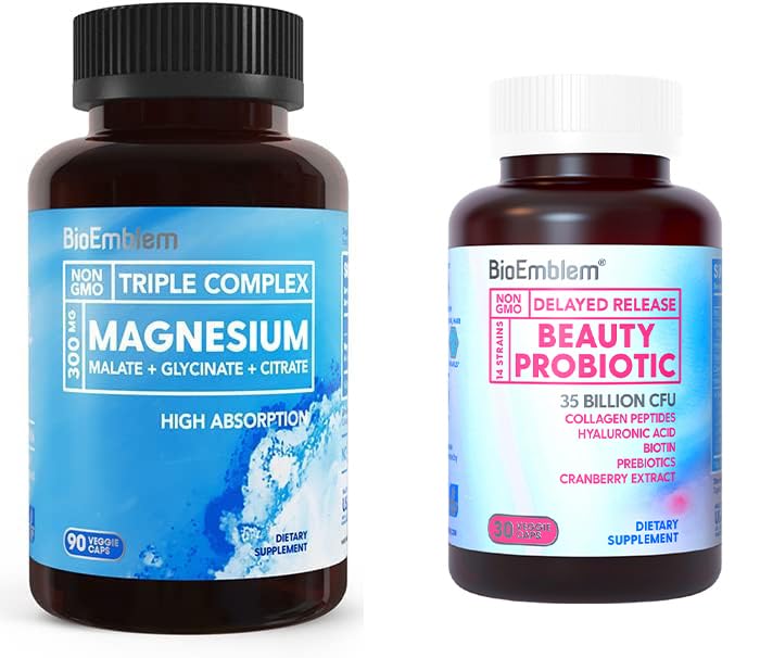 BioEmblem Women's Triple Magnesium Complex Beauty Probiotics - 120 Stück Sortiment - Unflavored