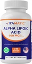 Vitamatic Alpha Lipoic Acid (ALA) 600mg Pro Servieren - 240 pflanzliche Kapseln - 120 Portionen - Non-GMO & Glutenfrei