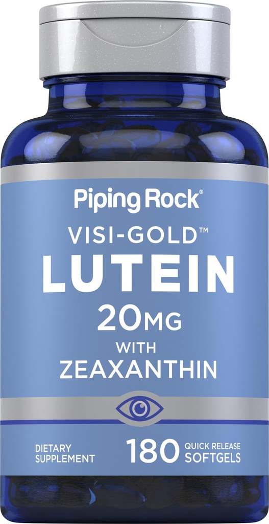 Piping Rock Lutein und Zeaxanthin Ergänzung | 20mg | 180 Softgels | von Marigold Extrakt | Non-GMO, Glutenfrei