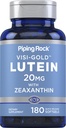 Piping Rock Lutein und Zeaxanthin Ergänzung | 20mg | 180 Softgels | von Marigold Extrakt | Non-GMO, Glutenfrei