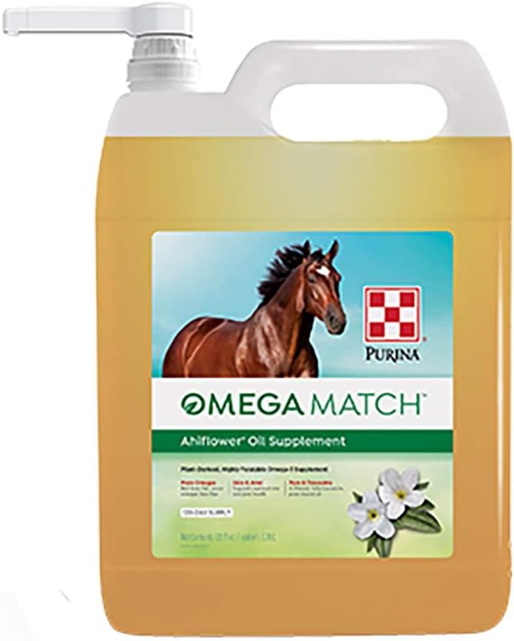 Purina | Omega Match Ahiflower Oil Horse Supplement | 1 Gallon (1 GAL) Flasche