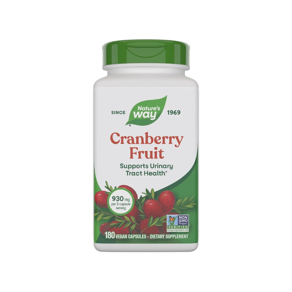Nature's Way Cranberry Fruit, Cranberry Supplements, Unterstützt Urinary Tract Health*, 930 mg pro 2-Capsule Serving, 180 Kapseln (Packaging May Vary)
