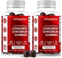 Vitamatic Sugar Free Chromium Gummis mit Ceylon Cinnamon – 2000 mg Equivalent Per Serving (aus Extrakt 83 mg) – Non-GMO, Glutenfrei – 60 Vegan Gummis – 2 Pack