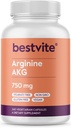 BESTVITE Arginine AKG 750mg (240 vegetarische Kapseln) - No Stearates - Vegan - Non GMO - Glutenfrei