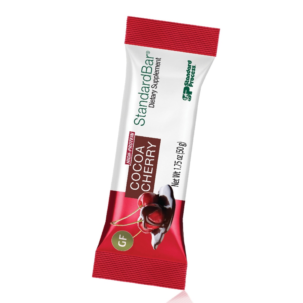 Standard Process StandardBar Cerise de cacao - Bar alimentaire de soutien énergétique quotidien - Bar alimentaire avec des glucides et des protéines - Workout Snack Bar - 18 Pack