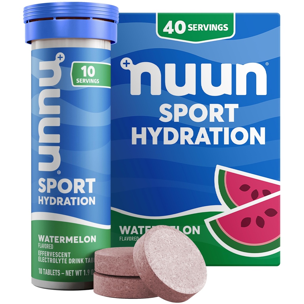 Nuun Sport Elektrolyt Tabletten mit Magnesium, Kalzium, Kalium, Chloride & Natrium, Gluten Free & Vegan, Wassermelone, 4 Packung (40 Portionen insgesamt)