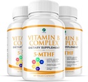 1 Corps Vitamine B Complexe 3 Pack – Biodisponible Vitamines B avec 5-MTHF Folate, B1, B2, B5, B6, Méthyl B12, Niacine & Biotine – Non-OGM, Vegan, Fabriqué aux États-Unis