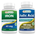 Fer 65 mg et acide folique 800 mcg