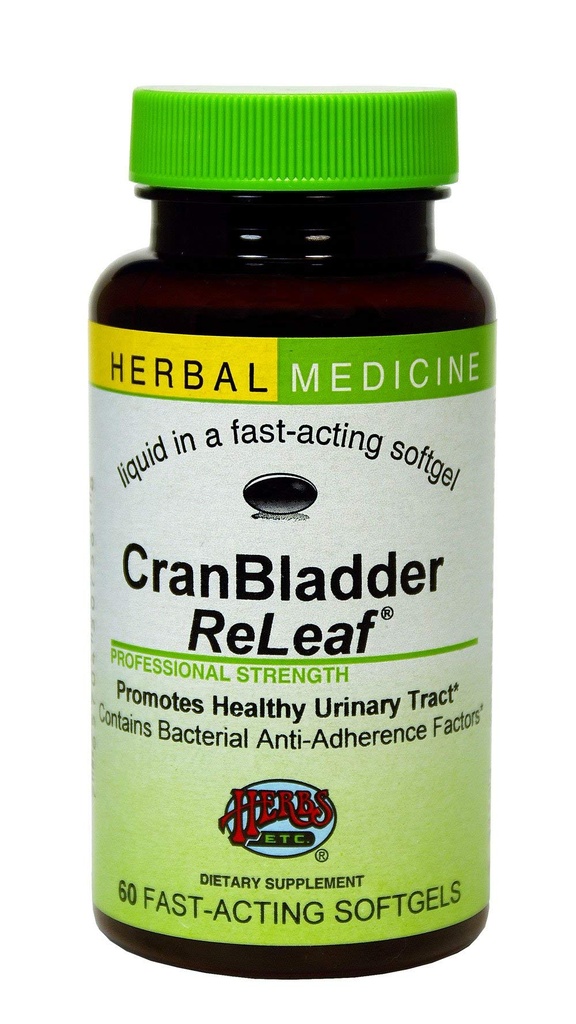 Herbs Etc. CranBladder ReLeaf Softgels - Bladder Health Support - Natural Supplement Formula to Aid Urinary Health & Comfort - Optimale urinäre Unterstützung mit Cranberry - 60 Softgels (60 Servietten)