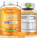 2 Pack CoQ10 Gummie, Plus Omega-3, Vitamin B3 und Zink, Magnesium, 5X High Absorption Coenzym Q10 Ergänzungen, q10 für Boost Cellular Energy, Potent Antioxidant & Gehirn, Peach Flavor, 120 Cts