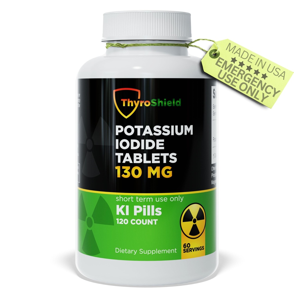 Kaliumjodid Tabletten 130 mg | 120ct Iodine Tabletten für Strahlenexposition - Kaliumjodine Pillen - YODO Naciente - KI Pillen - Made in USA - ThyroShield