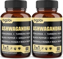 2 Packungen 60 Kapseln - 8050mg Ashwagandha Extract Supplement - 7in1 mit Fenugreek, Maca, Turmeric, Rhodiola, Ginger & Black Pepper - Spirit, Immun & Energy Support - 4 Month Supply