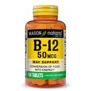 MASON Vitamine naturelle B12 50 mcg avec calcium, 100 jours d'approvisionnement, supplément alimentaire pour soutenir les niveaux d'énergie naturelle, 100 comprimés (paquet de 1)
