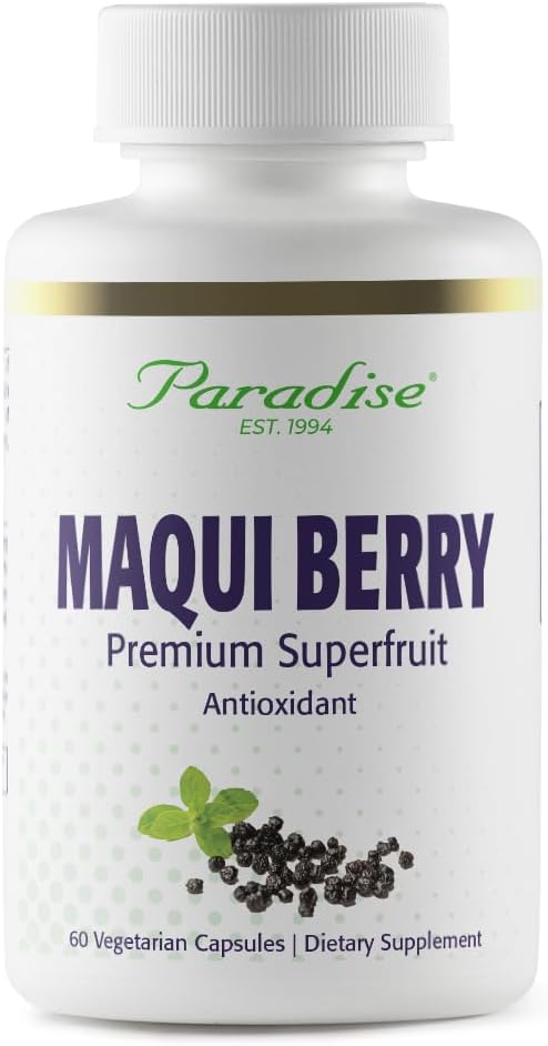 Paradise Herbs, Bio-Maqui-Berry-Extrakt, 400 mg, Frischer, gefriergetrockneter Konzentrat für Superior Potency, Non-GMO, Vegan, 60 Kapseln