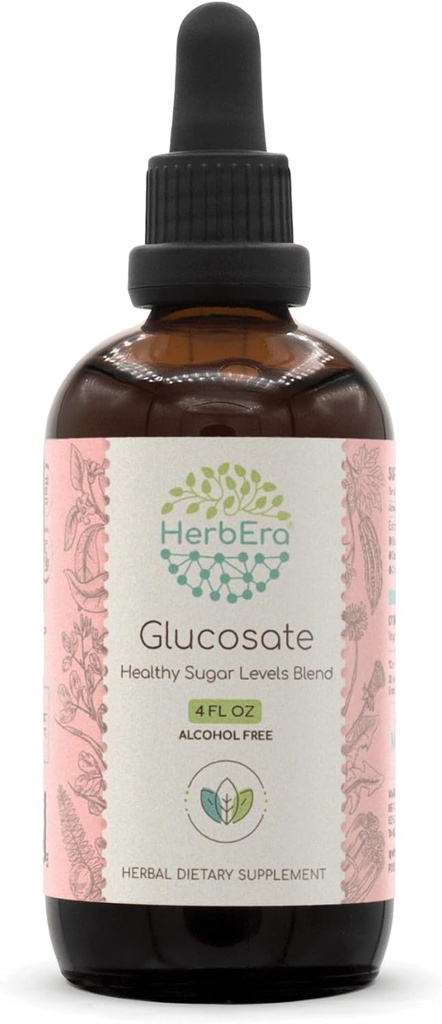 HerbEra Glucosate B120 Alkoholfreie Extrakt Tinktur, Bitter Melon Frucht, Cinnamon Bark, Dandelion Wurzel, Gymnema Blatt, Fenugreek Samen, Amla Fruit. Gesunde Zuckergehalte Mischung 4 Fl Oz