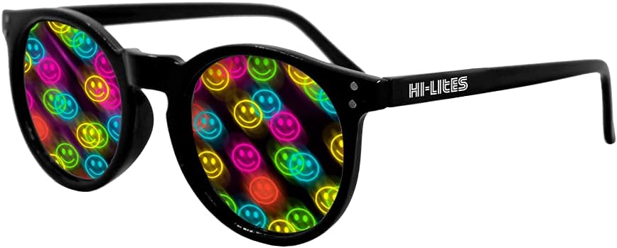 HI-LITES Smiley Effets spéciaux Lunettes de changement de lumière/diffraction de lumière - Verres à effet visage Smiley - Designer Style