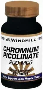 TABLEAUX DE PICOLINATE DE CHROMIUM 200 MCG WINDMILL