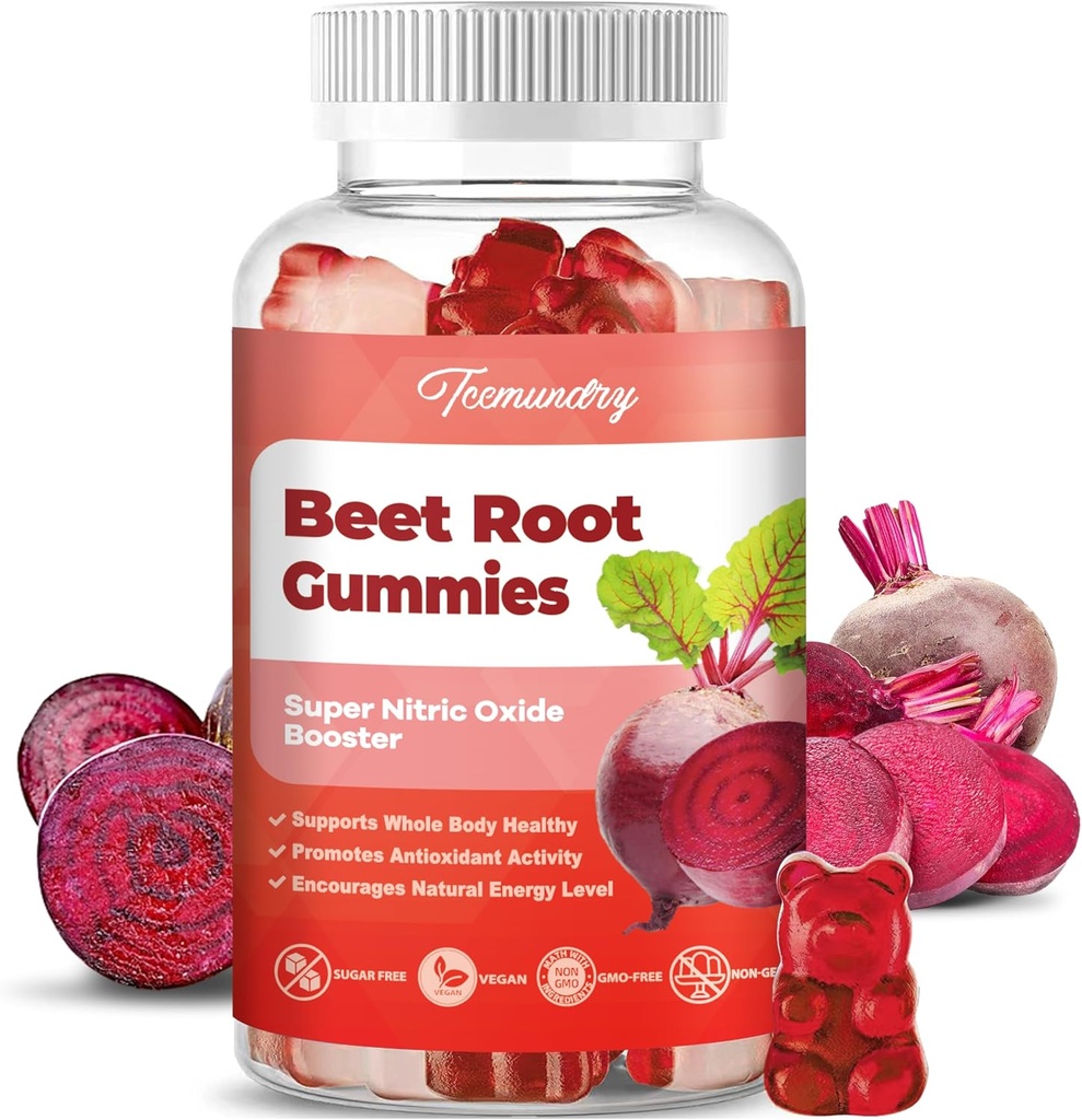 Sugar Free Beet Root Gummies - Unterstützt Energie & Ganze Körpergesundheit - 1500mg Rübe Root Gummies für Frauen Männer (60 Count)