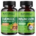 NATURELO Tumeric Curcumin, Plant Based Joint Support, Magnesium Glycinate, 200 mg Magnesium - Glutenfrei, Non GMO - 120 Kapseln