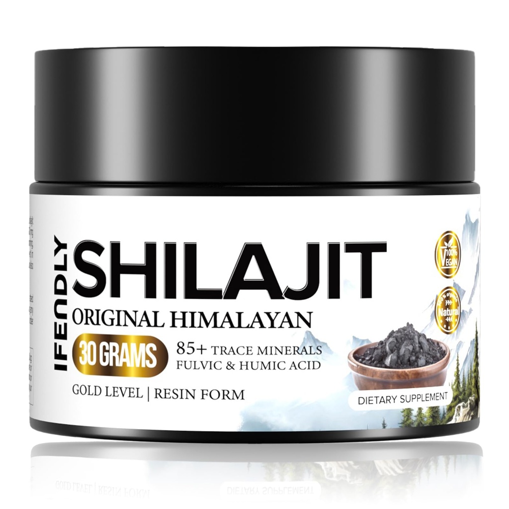 Shilajit Resin, Shilajit für Männer und Frauen, Shilajit Pure Himalayan Organic - 600mg Potency Gold Grade, mit 85+ Trace Minerals, Fulvic & Humic Acid, für Stamina, Immunität & Stärke, 50 Servierungen (30g)