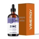 VIMERGY USDA Organische Zink-Ergänzungen für Frauen und Männer (7,5 mg flüssige Zink pro Servierung) Schnell-Absorbierende Immununterstützung, fördert gesunde Knochen & Haut, Vegan, Bis zu 57 Servierungen (115 mL)