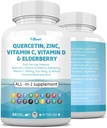 Quercetin 1000mg Zink 50mg Vitamin C 1000mg Vitamin D 5000IU Immunsystem Support Supplement mit Echinacea Ginger Bromelain Sea Moss Knoblauch Nettle Vegan Kapseln für Männer und Frauen,60 Count USA
