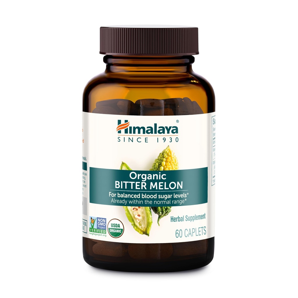 Himalaya Organic Bitter Melon - pflanzliche Glucose Stoffwechselunterstützung - USDA Organic, Non-GMO, Vegan, Glutenfrei, Additive Free, 660 mg, 60 Caplets