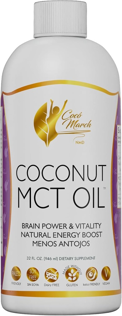 Cocó March N.M.D MCT Öl - Intermittent Fasten Unterstützung, Stoffwechsel, Gehirn Power Boost, Natürliche Energie aus Kokosnuss, frei von Gluten, Dairy, Soy, Vegan & Keto-Friendly, 32 Fl Oz