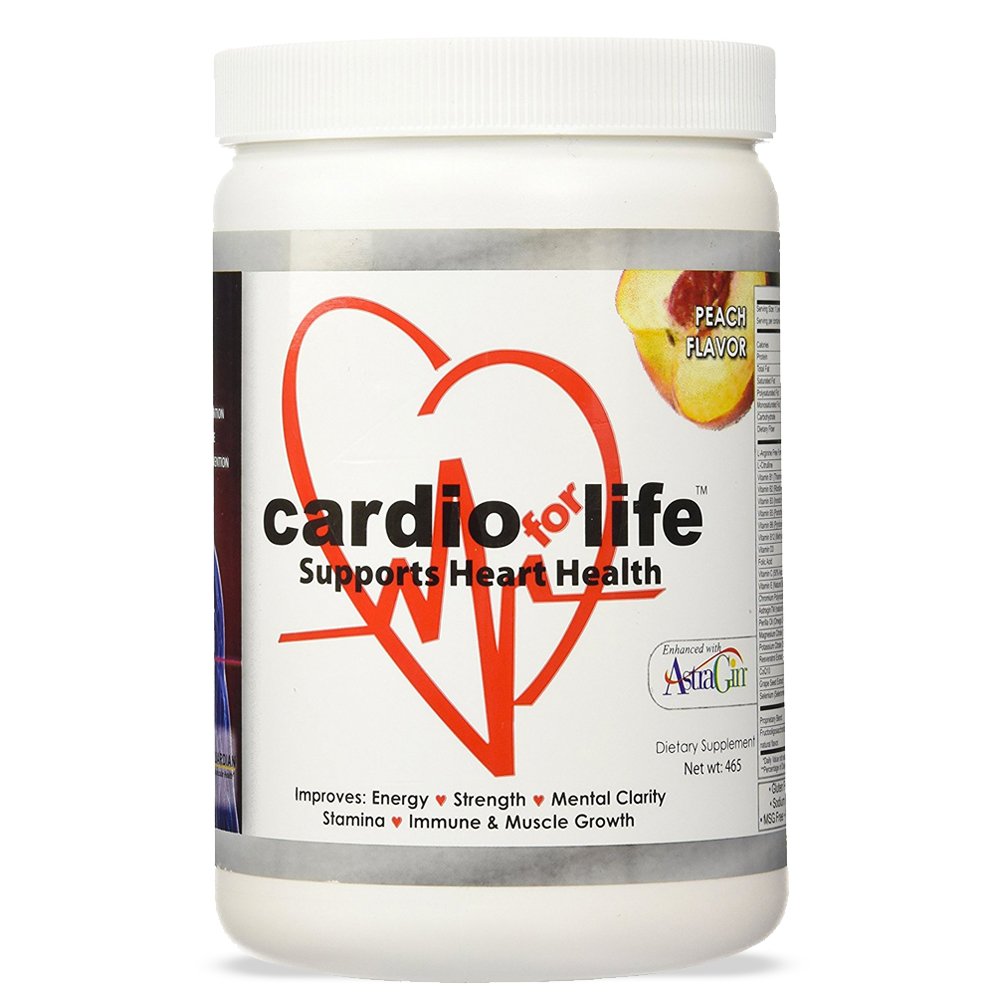 Cardio for Life L-Arginin-Pulver 16oz - Natürliche Stickstoffmonoxid-Ergänzung Herz-Kreislauf-Energie - Peach