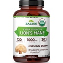 Zazze USDA Bio Lion's Mane 20:1 Extrakt, 30% Polysaccharide, 16.000 mg Stärke, 120 Vegan Kapseln, Nootropic für Gehirngesundheit, Fokus, Gedächtnis, Konzentration und Immununterstützung, Made in USA