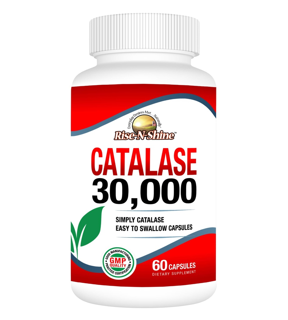 Rise-N-Shine Catalase Supplement 30.000 - Leistungsstarkes Antioxidans Enzym für die Haargesundheit Unterstützung- Haarergänzungsmittel für starkes Haar - 60 Kapseln (30-Day Supply)