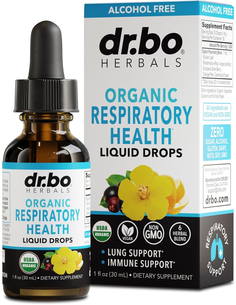 Lung Detox Respiratory Health Drops - Organic Respiratory Supplements Kräuter Lung Cleanse, Mullein Drops für Lungs Bronchial Support, Mucus Clear mit Mullein Blatt Extrakt, Elderberry Supplement 1 oz