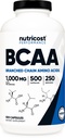 Nutricost BCAA 1000mg, 500 Kapseln (250 Serv), 2:1:1 Verzweigte Kettenaminosäuren (500mg L-Leucin, 250mg L-Isoleucin und L-Valine)