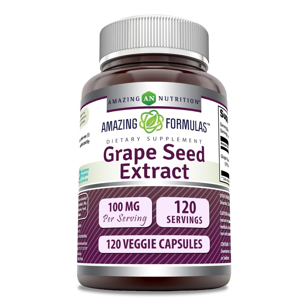 Erstaunliche Formeln Grapeseed Extrakt Ergänzung | 100 Mg Pro Servieren | 120 Veggie Kapseln | Non-GMO | Gluten-Free | Made in USA