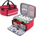 CURMIO Pill Bottle Organizer, Medizin Tasche mit Schloss für Verschreibung Flaschen und Erste Hilfe Kits, Rot (gemaltes Design)