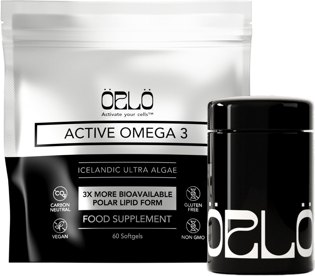 Orlo Omega 3 – Vegan Omega-3 Supplement (EPA & DHA) – Extra Strength Fish Oil & Krill Alternative von Algae Oil (60 Mini Burpless Softgels Kit)