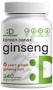 Extrait de racine de ginseng de Panax rouge coréen, service de 7 500mg, 240 Softgels – 150mg Ginsénoside actif