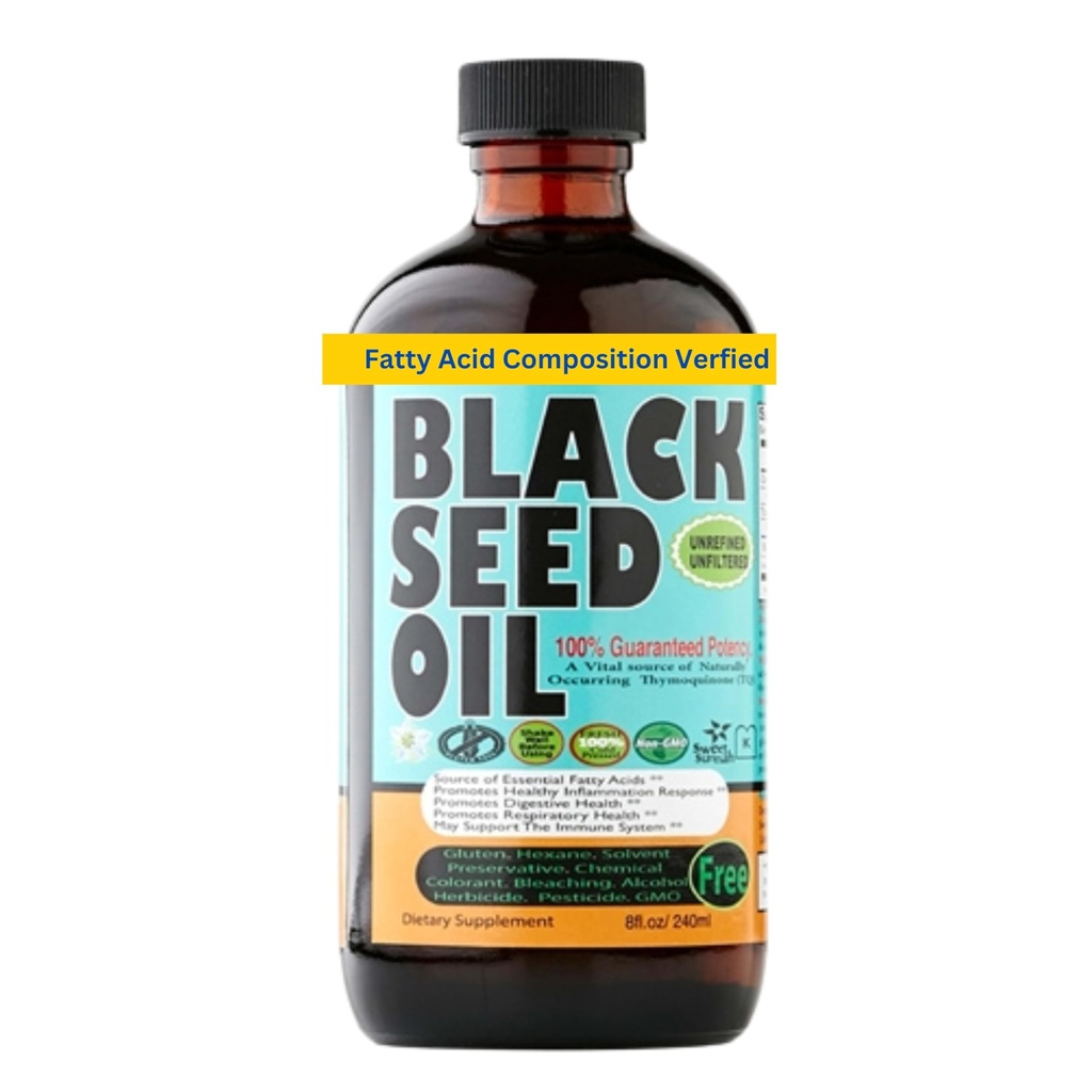 Black Seed Oil 8 Oz - Premium Nigella Sativa Cold-Pressed Turkish Black Cumin Oil - High Strength 3X Thymoquinone - Natural Support - Super Food