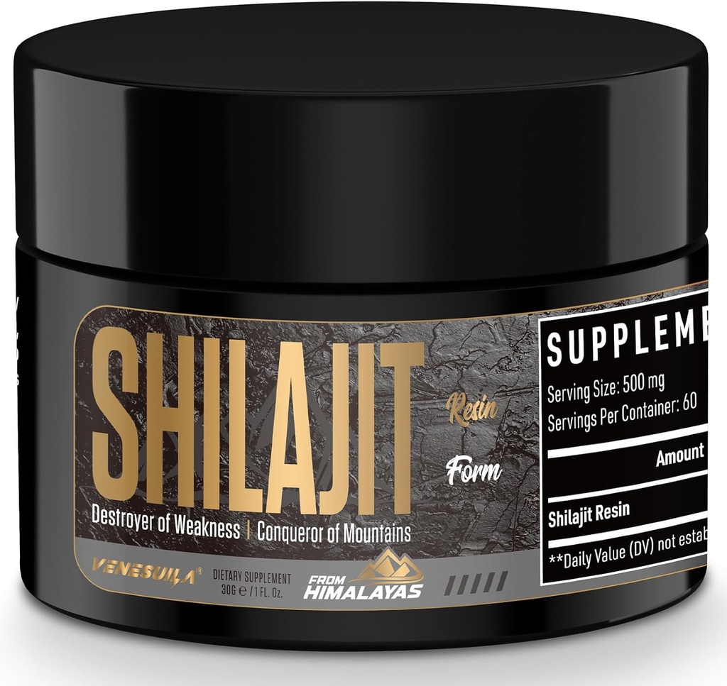 Shilajit Resin - Organic Shilajit Resin Third Party Tested Rich in 85+ Trace Minerals, Gold Grade Himalayan Pure Shiljait für Energie (1 Fl Oz (Pack von 1))