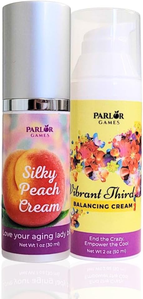 Menopause Rebalancing Bundle: Silky Peach Estriol Cream & Vibrant Third Progesterone Cream für Damen. Bioidentische Estrogen & Progesterone für Hot Flashes, Vaginale Trockenheit, Schlafprobleme & Gehirn Fog