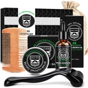 MALE DIEU Kit de croissance de la barbe, kit de croissance de la barbe W/huile de croissance de la barbe, baume de la barbe, peigne de la barbe, masseur pour la barbe tache/patate, cadeaux de Noël pour les hommes lui garçon ami mari