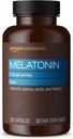 Elemente - Melatonin 5mg Kapseln, Hilft mit gelegentlicher Schlaflosigkeit, Vegan, Unflavored, 195 Zähler (Pack von 1), 6 Monat Versorgung (Verpackung kann variieren)