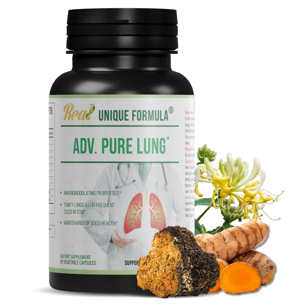 Adv. Pure Lung | Lung Cleanse und Detox | Kräuterrespirator Ergänzung für Lung Unterstützung mit Chaga Mushroom, Curcumin Turmeric, Honeysuckle Flower, Astragalus, Quercetin, Granatapfel