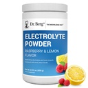 Dr Berg Zero Sucre Hydratation Poudre d'électrolyte Keto - Enrichi avec 1000 mg de potassium et de sel d'Himalaya rose (NOT Table Salt) - Supplément de boisson d'hydratation aux framboises et au citron, 100 portions