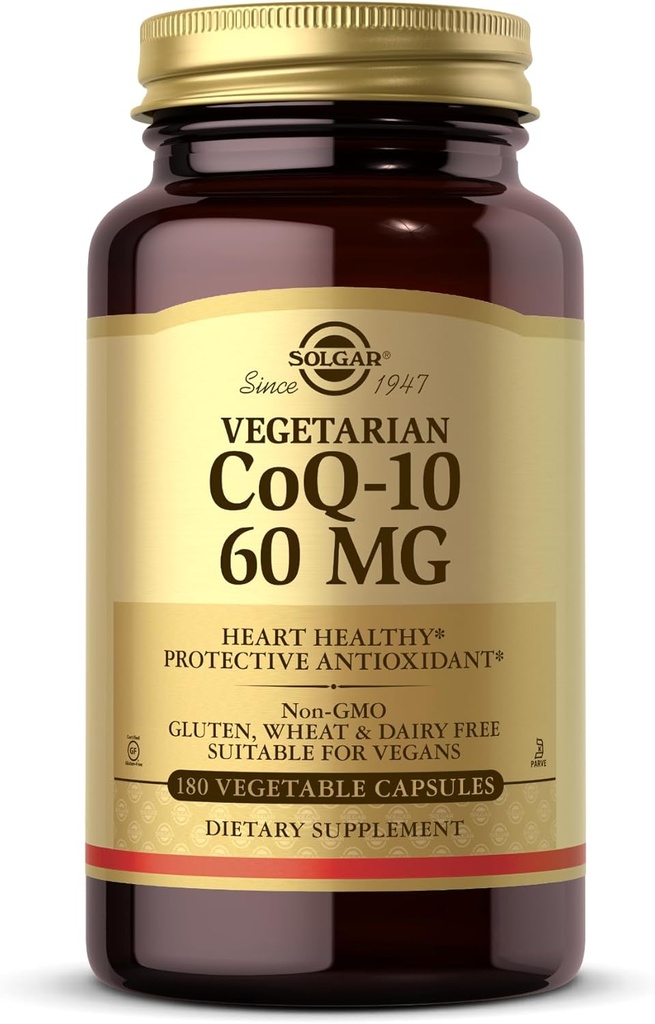 Solgar Vegetarische CoQ-10 60 mg - 180 Vegetable Capsules - Schutz Antioxidans - Non-GMO, Vegan, Glutenfrei, Dairy Free, Kosher - 180 Servietten