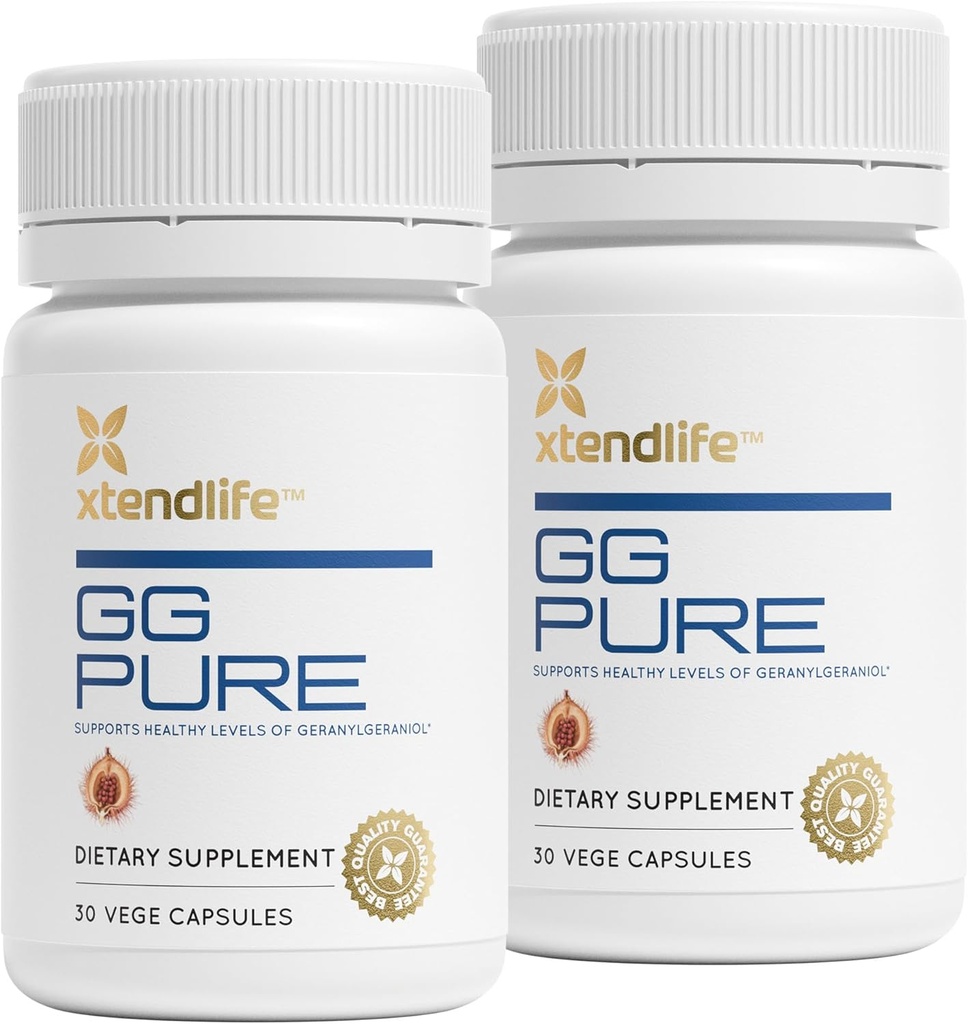 Xtendlife GG Granylgeraniol pur pour CoQ10, Bone, Muscle & Heart Support - 150mg GG Gold de graines d'Annatto - Idéal pour les utilisateurs de Statin - 2 mois d'approvisionnement (paquet de 2)